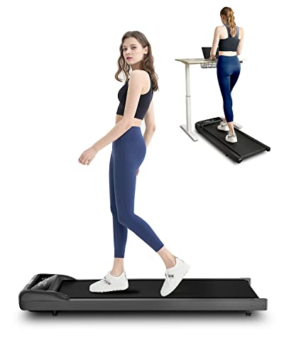 Under Desk Treadmill - 2 in 1 Walking Pad Treadmill of Compact Space, 2.5HP Quiet Desk Treadmill with Remote Control, LED Display, Portable Treadmill for Home Office…