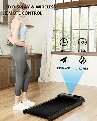 Under Desk Treadmill - 2 in 1 Walking Pad Treadmill of Compact Space, 2.5HP Quiet Desk Treadmill with Remote Control, LED Display, Portable Treadmill for Home Office…