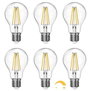 criry dimmable led light bulbs 60w equivalent, 6w, 2700k warm soft white light led bulbs, a19 led bulb clear 60w for living room bedroom bathroom outdoor, 750lm, e26 base, 6packs