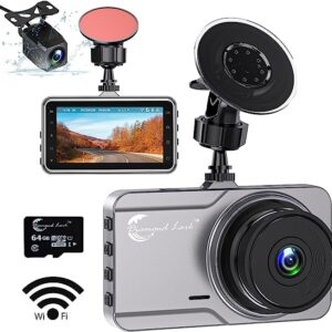 Diamond Lark Dash Camera Built-in WiFi, 2K Front and 1080P Rear Dual Dash Cam, Car Dashcam with Free 64G SD Card,3'' IPS Screen,170° Wide Angle,HD Night Vision,WDR, 24H Parking Monitor, Loop Recording