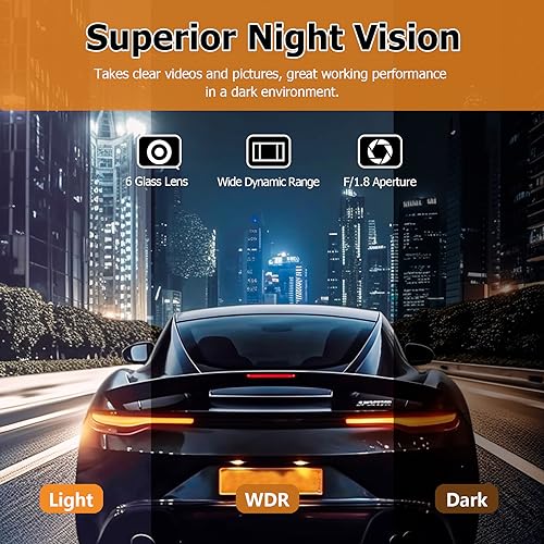 Diamond Lark Dash Camera Built-in WiFi, 2K Front and 1080P Rear Dual Dash Cam, Car Dashcam with Free 64G SD Card,3'' IPS Screen,170° Wide Angle,HD Night Vision,WDR, 24H Parking Monitor, Loop Recording