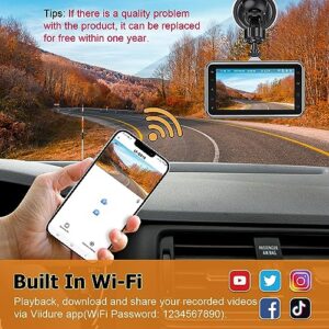 Diamond Lark Dash Camera Built-in WiFi, 2K Front and 1080P Rear Dual Dash Cam, Car Dashcam with Free 64G SD Card,3'' IPS Screen,170° Wide Angle,HD Night Vision,WDR, 24H Parking Monitor, Loop Recording