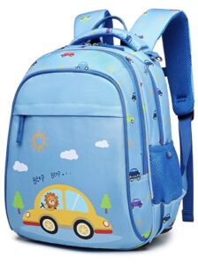 minghuichic kids backpack for boys girls cute lightweight elementary toddler school bags with padded back & adjustable strap (cars)