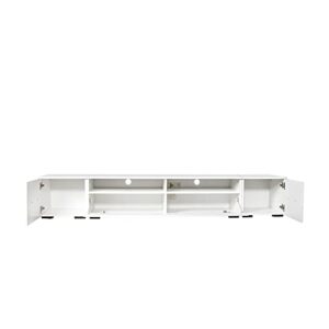 BAMACAR LED TV Stand for 90 Inch TV, LED Entertainment Center for 85 80 75 Inch TV Stand White, 70 80 85 90 Inch TV Stand with LED Lights, Modern TV Stand with Storage, Large TV Stand for Living Room