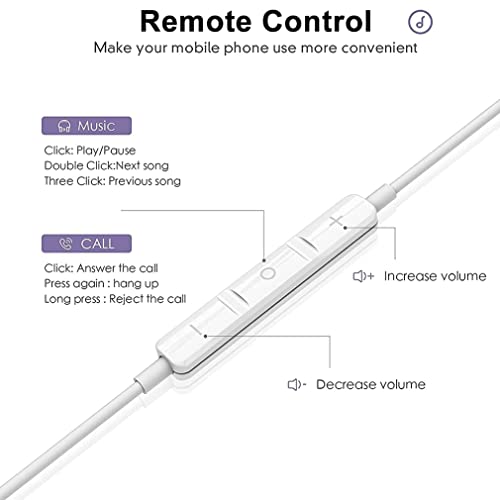2 Pack Apple Headphones Wired Earbuds with Lightning Connector [Apple MFi Certified] In-Ear iPhone Earphones with Built-in Microphone & Volume Control Compatible with iPhone 14/13/12/11/XR/XS/X/8/7/SE