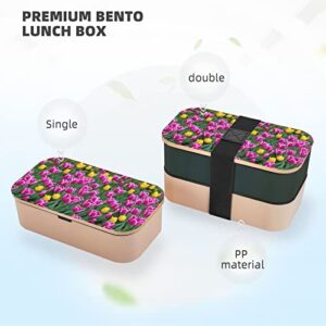 Tulips Premium Bento Lunch Box, 2 Compartments Leakproof Lunch Box With Cutlery For Adults, Microwave & Dishwasher Safe