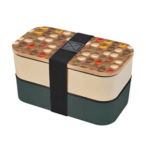 various seasonings print pattern premium bento lunch box, 2 compartments leakproof lunch box with cutlery for adults, microwave & dishwasher safe