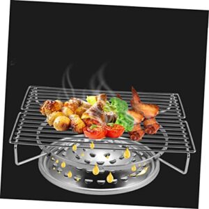 portable bbq grill，1pc Indoor Charcoal Grill Tabletop Gas Grill Outdoor Gas Burner Portable Barbecue Stove Steel Gas Grill Bbq Plate Bakeware Gas Stove Camping Stove Barbecue Stainless Steel Grill ( C