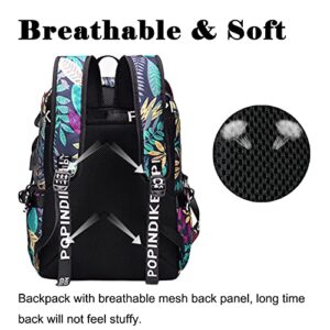 CHXIAOX Laptop Backpack Travel Bag for Men Women, Street Fashion Business Hiking Waterproof Bag with USB Port 17" - Green Camo Shark