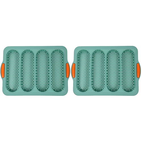 UPKOCH Bake s 2 Pack Silicone Bread Baking Mold Nonstick Baking Pan Baking Tool Kitchen Gadget, Green Silicone Mold French Bread Baking Pan