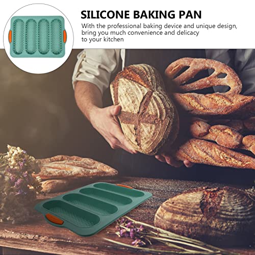 UPKOCH Bake s 2 Pack Silicone Bread Baking Mold Nonstick Baking Pan Baking Tool Kitchen Gadget, Green Silicone Mold French Bread Baking Pan