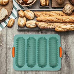 UPKOCH Bake s 2 Pack Silicone Bread Baking Mold Nonstick Baking Pan Baking Tool Kitchen Gadget, Green Silicone Mold French Bread Baking Pan