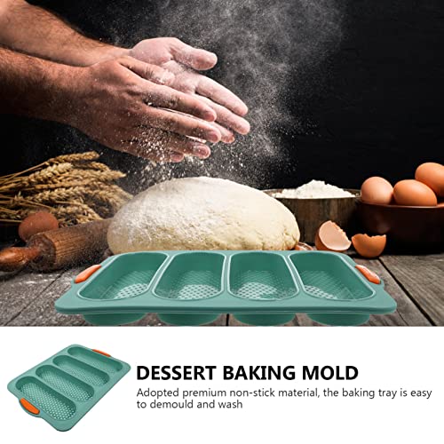 UPKOCH Bake s 2 Pack Silicone Bread Baking Mold Nonstick Baking Pan Baking Tool Kitchen Gadget, Green Silicone Mold French Bread Baking Pan