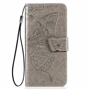 huangtaoli phone case for oppo reno8 pro 5g, butterfly embossed wallet case card slots flip cover for oppo reno8 pro 5g