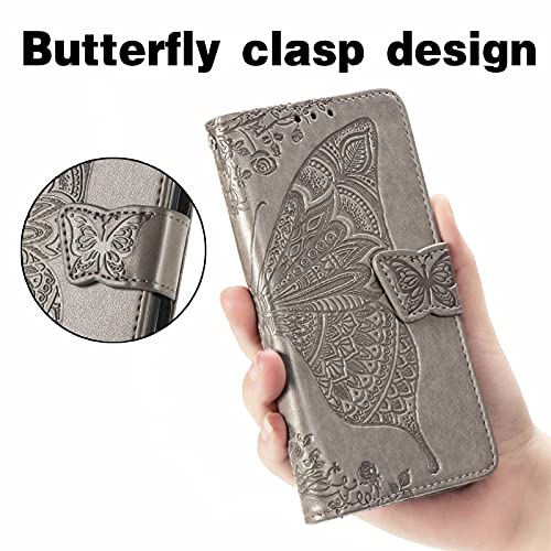 HUANGTAOLI Phone Case for Oppo Reno8 Pro 5G, Butterfly Embossed Wallet Case Card Slots Flip Cover for Oppo Reno8 Pro 5G