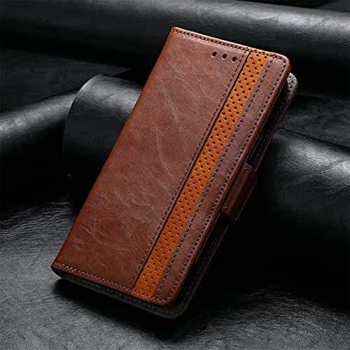 HUANGTAOLI Phone Case for Oppo A77 5G, PU Leather Wallet Card Slots Magnetic Closure Protective Phone Case for Oppo A77 5G Brown