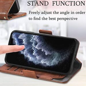 HUANGTAOLI Phone Case for Oppo A77 5G, PU Leather Wallet Card Slots Magnetic Closure Protective Phone Case for Oppo A77 5G Brown