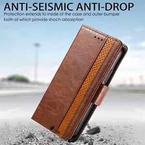 HUANGTAOLI Phone Case for Oppo A77 5G, PU Leather Wallet Card Slots Magnetic Closure Protective Phone Case for Oppo A77 5G Brown