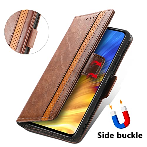 HUANGTAOLI Phone Case for Oppo A77 5G, PU Leather Wallet Card Slots Magnetic Closure Protective Phone Case for Oppo A77 5G Brown