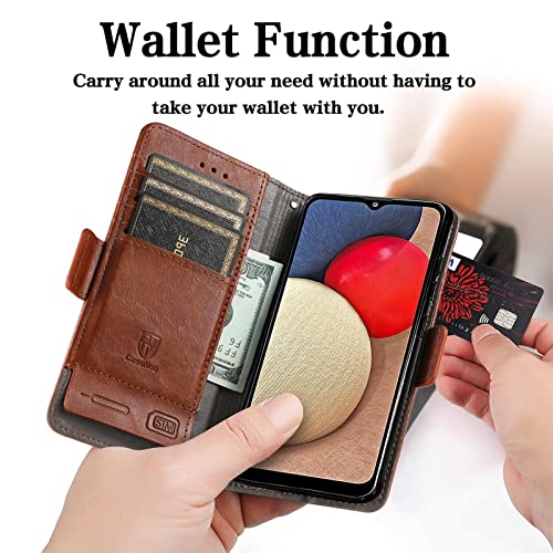 HUANGTAOLI Phone Case for Oppo A77 5G, PU Leather Wallet Card Slots Magnetic Closure Protective Phone Case for Oppo A77 5G Brown