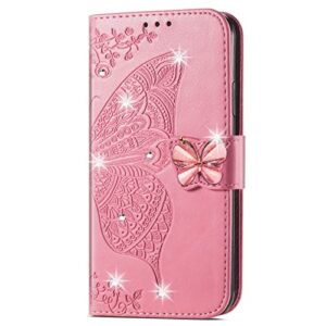 huangtaoli diamond bling pu leather wallet cover for oppo a57 5g, card slots stand magnetic closure flip phone case for oppo a57 5g