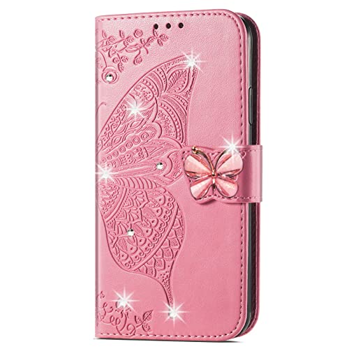 HUANGTAOLI Diamond Bling PU Leather Wallet Cover for Oppo A57 5G, Card Slots Stand Magnetic Closure Flip Phone Case for Oppo A57 5G