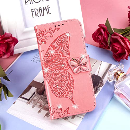 HUANGTAOLI Diamond Bling PU Leather Wallet Cover for Oppo A57 5G, Card Slots Stand Magnetic Closure Flip Phone Case for Oppo A57 5G