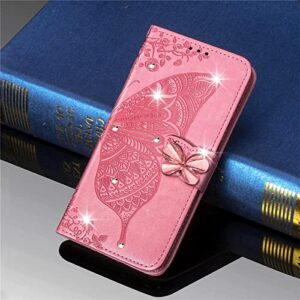 HUANGTAOLI Diamond Bling PU Leather Wallet Cover for Oppo A57 5G, Card Slots Stand Magnetic Closure Flip Phone Case for Oppo A57 5G