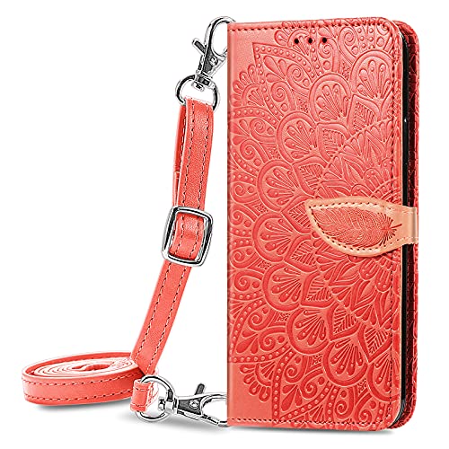 HUANGTAOLI Crossbody Shoulder Strap Adjustable Wallet for Oppo Reno 6 5G, Wallet Case Magnetic Closure Kickstand Cover for Oppo Reno 6 5G