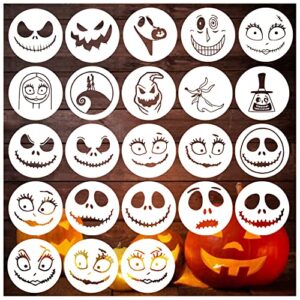 halloween stencils for pumpkin carving kids reusable halloween face paint stencils for painting on wood shirts cookie canvas walls art decorative (23pcs 3in face)