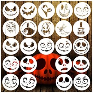 Halloween Stencils for Pumpkin Carving Kids Reusable Halloween Face Paint Stencils for Painting on Wood Shirts Cookie Canvas Walls Art Decorative (23pcs 3in face)