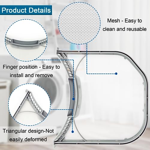 ADQ56656401 Dryer Lint Filter Upgraded Mesh Screen for LG ADQ566564 and Ken-more Elite Dryer Lint Screen Replacement with Clothes Dryer Lint Vent Trap Cleaner Brush Part