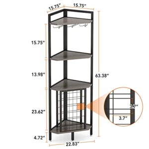 LITTLE TREE Freestanding Floor Bar Shelf Corner Wine Rack, Small, Grey