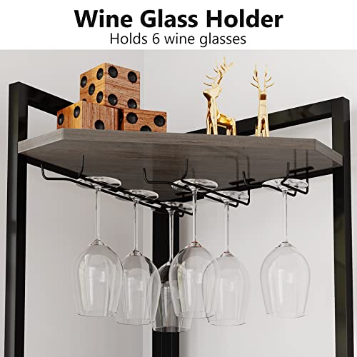 LITTLE TREE Freestanding Floor Bar Shelf Corner Wine Rack, Small, Grey