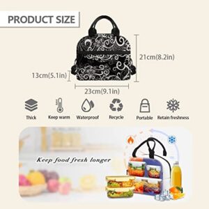 Reusable Lunch Bag for Women Insulated Lunch Box with 2 Compartment Durable School Work Travel Lunch Tote Bag for Men Girl Vintage Butterfly Lightweight Large Capacity Lunch Boxes Back to School Gift