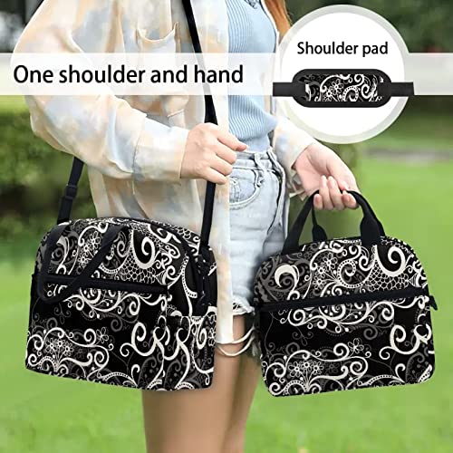 Reusable Lunch Bag for Women Insulated Lunch Box with 2 Compartment Durable School Work Travel Lunch Tote Bag for Men Girl Vintage Butterfly Lightweight Large Capacity Lunch Boxes Back to School Gift