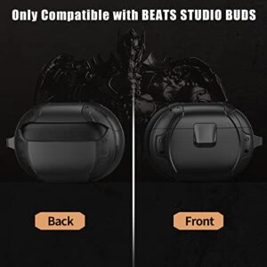 Case for Beats Studio Buds (2021) / Beats Studio Buds+ (2023), Filoto Secure Lock Hard Shockproof Protective Earbuds Case Cover Accessories with Keychain for Men Women(Black)