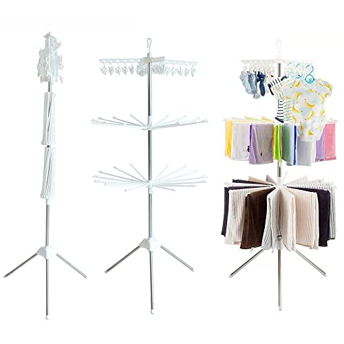 Xuthusman Rotation Clothes Folding Drying Rack Portable Laundry Hanger Indoor Dryer Organizer Large Capacity