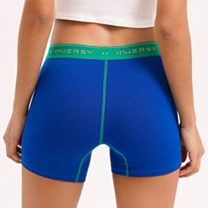 INNERSY Women's 4" Inseam Boxers Briefs Cotton Boyshorts Underwear Ladies Panties 3-Pack(Blue Nude Trio,Small)