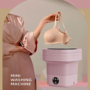 Portable Small Washing Machine, Foldable Mini Washing Machine for Underwear, Baby Clothes, or Small Items, Suitable for Apartments, Dormitories, Camping, Travel (110-260v),Pink