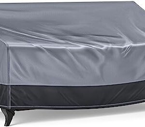 Pertotoy Outdoor Couch Cover Waterproof Patio Furniture Covers, 3-Seater Patio Sofa Cover Heavy Duty 600D Durable UV Anti-Fading, 85" Wx 37" Dx 35" H, Gray/Dark Gray