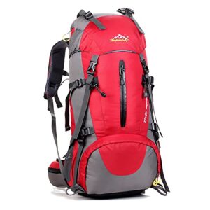 herywekd hiking backpack, 50l travel backpack, waterproof lightweight camping backpack， suitable for hiking, mountaineering, camping (red)