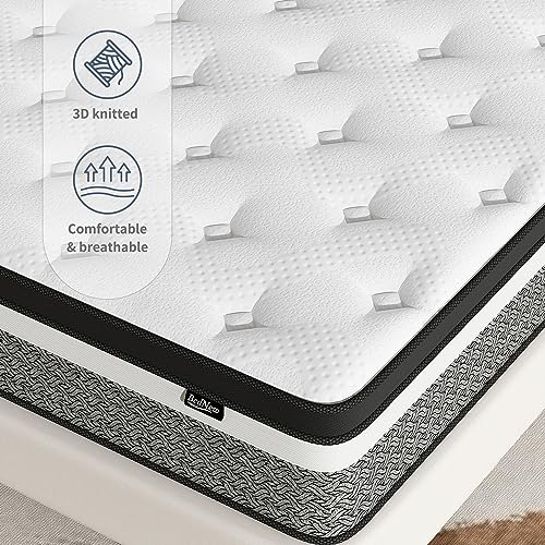 Bednew Full Mattress, 14 Inch Pocket Spring Hybrid Mattress in a Box, Individually Wrapped Coils for Motion Isolation, Medium Firm Mattress CertiPUR-US Certified…