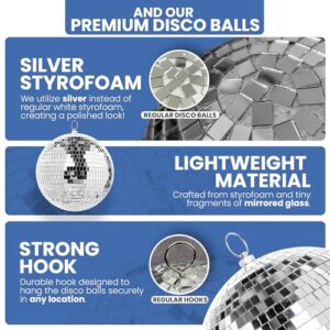 Pack of 4 Large Disco Balls - Disco Ball Set - Hanging Disco Balls Decor - Large Disco Ball for Room Decoration Different Sizes Bulk Disco Balls Decor Disco Ball Centerpiece Funky Mirror DiscoBalls