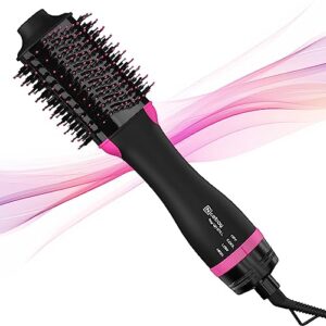 nicebay hair dryer brush blow dryer brush in one, one step hair dryer and styler for women, negative ion blowout brush hair volumizer, oval ceramic barrel hot air brush,pink