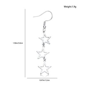 Plikin Star Y2K Earrings for Teen Girls - Stainless Steel Drop & Dangle Silver Y2k Earring