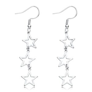 plikin star y2k earrings for teen girls - stainless steel drop & dangle silver y2k earring
