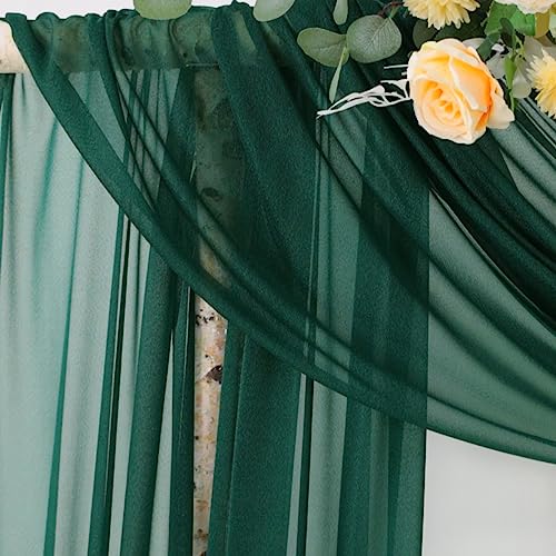 Socomi Wedding Arch Draping Fabric 29" x 20Ft 1 Panel Emerald Green Sheer Curtain Drapes Extra Long for Wedding Ceremony Birthday Party Decoration