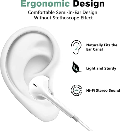 [2 Pack]iPhone Headphones [Apple MFi Certified] Apple Earbuds Wired with 3.5mm Earphones (Built-in Microphone & Volume Control) Compatible with iPhone/iPad/iPod/PC, MP3/4 and Other 3.5mm Jack Devices