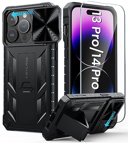 FNTCASE for iPhone 14-Pro/13-Pro Phone Case: 13 Pro Cases & 14 Pro Case Military Grade Drop Proof Mobile Cover with Kickstand | Rugged Shockproof Protective Cell Phonecase for Apple 14pro/13pro 6.1''